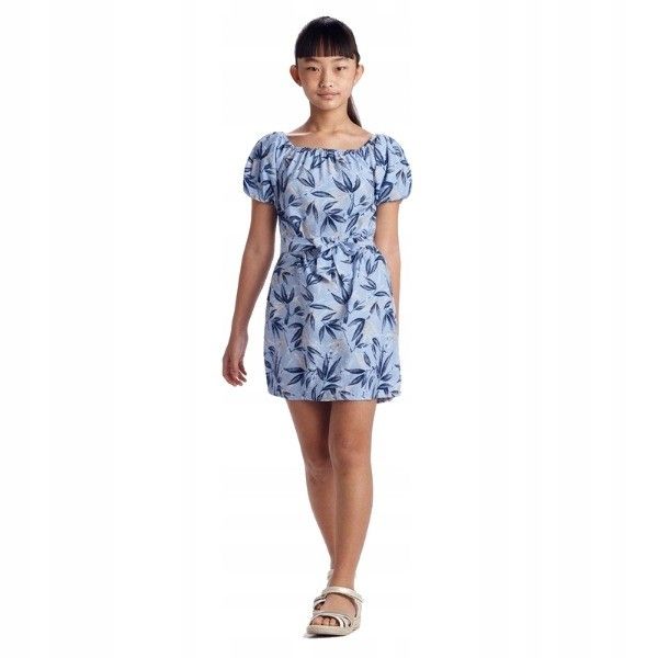 Vestido Estampado Hojas Sku  6922 Color Cielo