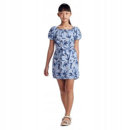 Vestido Estampado Hojas Sku  6922 Color Cielo