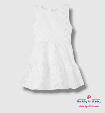 Vestido para chica jacquard topos Sku. 6964 Color 72 Crudo