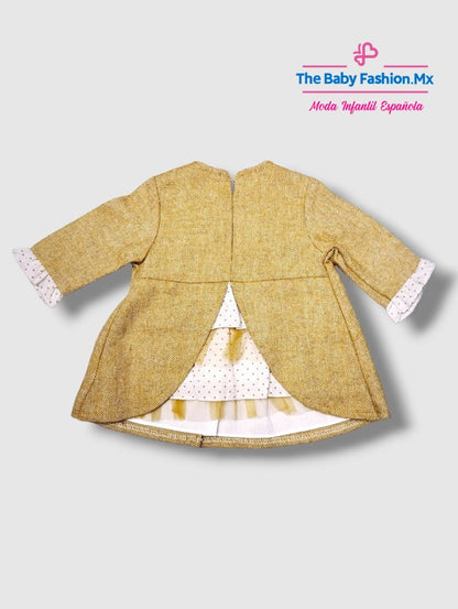 Vestido para bebé niña Punto Alta Costura COCO Ref. 70423 24 Mostaza