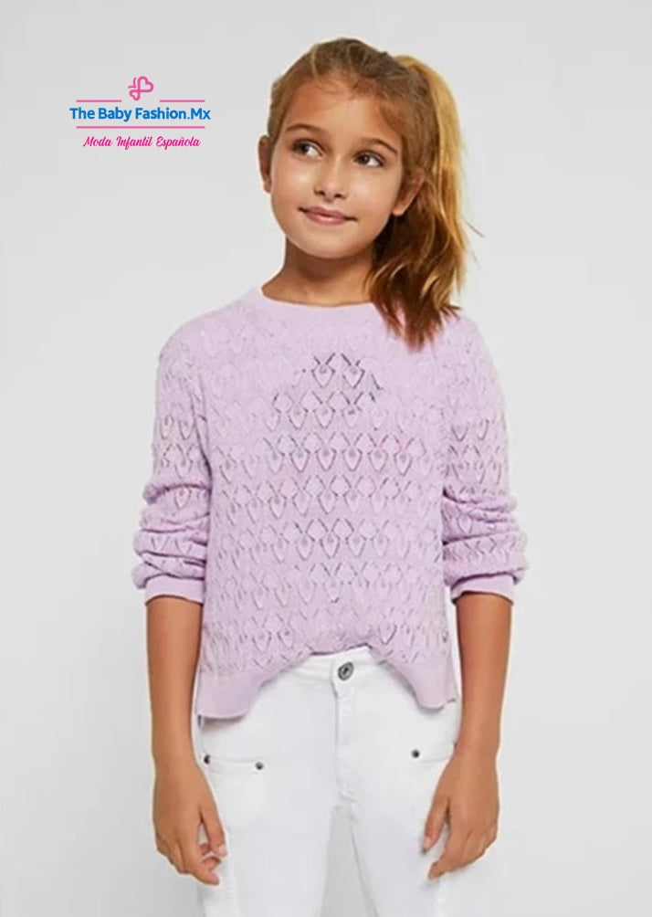 Jersey calado para chica MAYORAL Ref. 22/6327/72 Lila