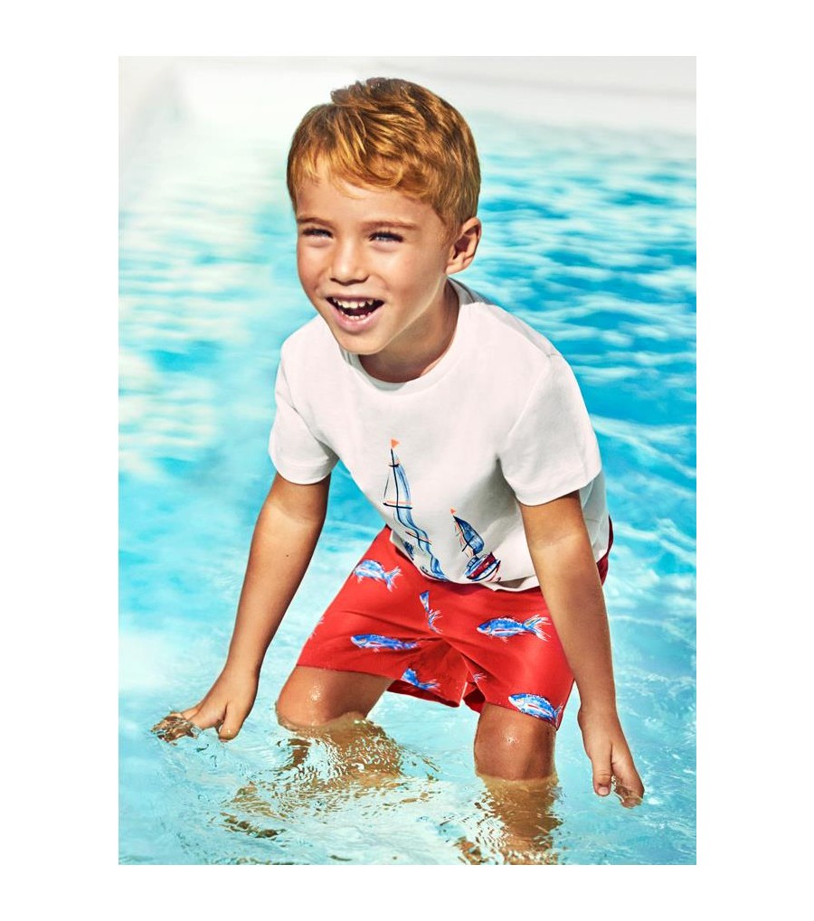 Bañador Bermuda Peces Play Sku 3664 Color 27 Rojo