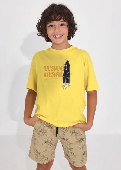 Bermuda con estampado de algodón para chico Sku 6262 Color Arena