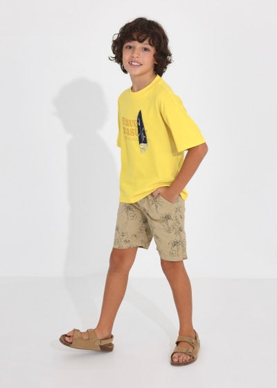 Bermuda con estampado de algodón para chico Sku 6262 Color Arena