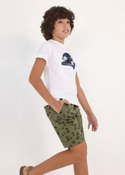 Bermuda con estampado de algodón para chico Sku 6262 Color Manglar