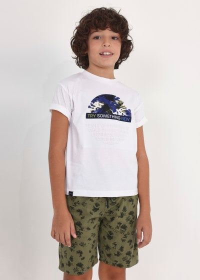 Bermuda con estampado de algodón para chico Sku 6262 Color Manglar