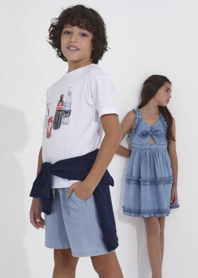 Bermuda de algodón sostenible para chico Sku  6260 Color Claro