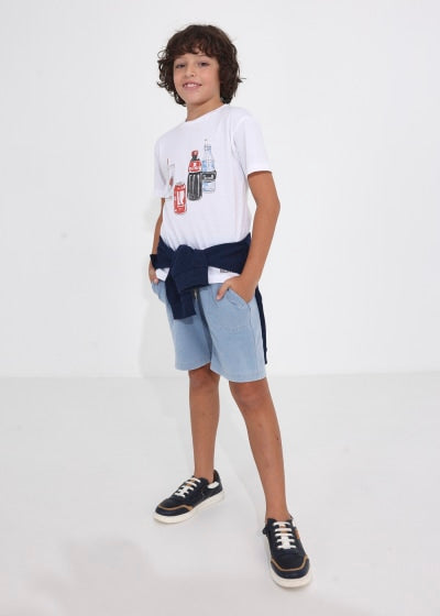 Bermuda de algodón sostenible para chico Sku  6260 Color Claro