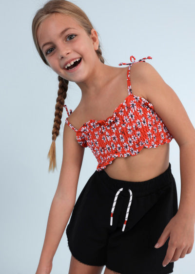 Bikini con punto smock para chica Sku 6754 Color 15 Rojo
