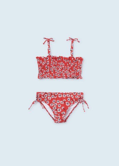 Bikini con punto smock para chica Sku 6754 Color 15 Rojo