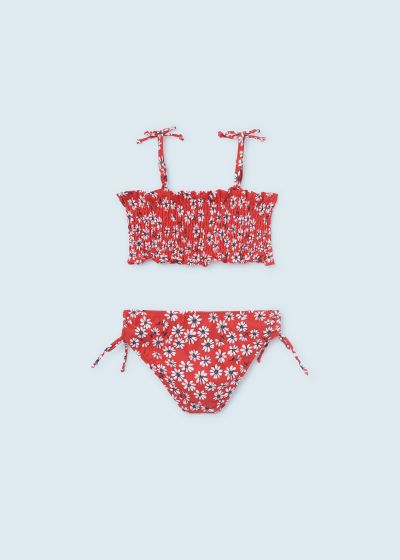 Bikini con punto smock para chica Sku 6754 Color 15 Rojo