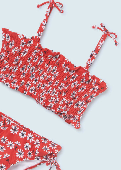 Bikini con punto smock para chica Sku 6754 Color 15 Rojo