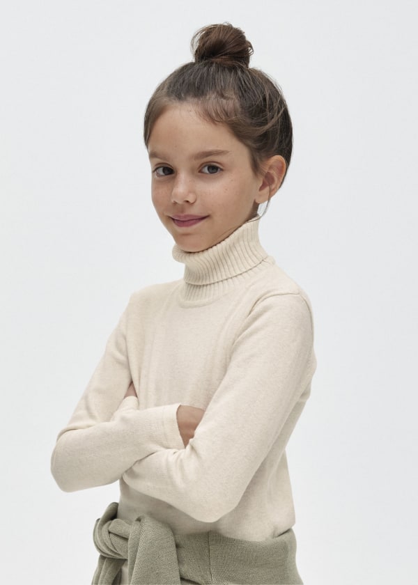 Blusa cuello alto Better Cotton chica  Ref. 13-00345-027 MIlk Vig