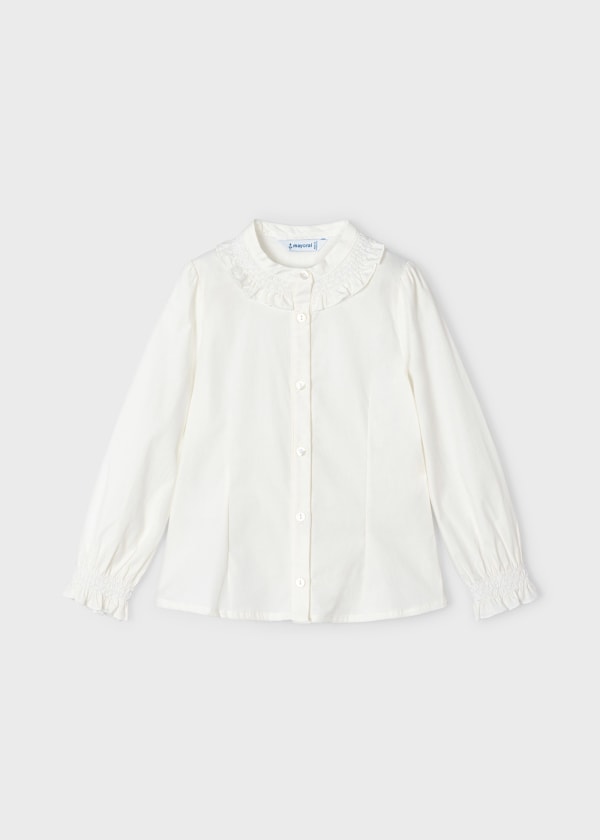 Blusa punto smock niña MAYORAL  Ref. 13-04195-026 Crudo