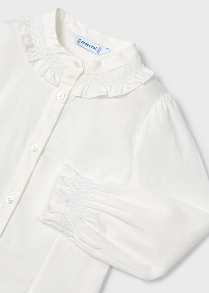 Blusa punto smock niña MAYORAL  Ref. 13-04195-026 Crudo