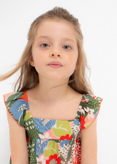 Blusón sin mangas estampado para niña Sku 3144 Color 70 Naranja