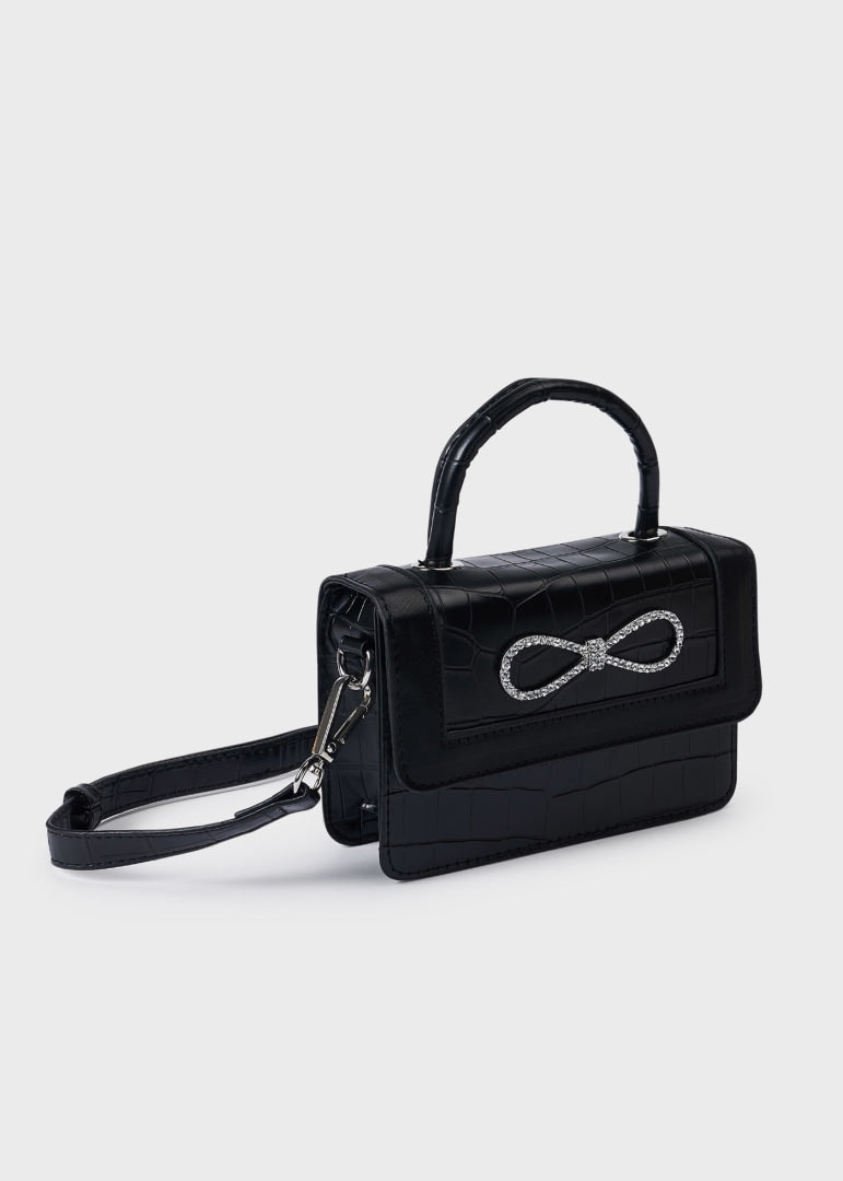 Bolsa con aplique de moño decorativo para niña Art. 23-10492-016 Negro