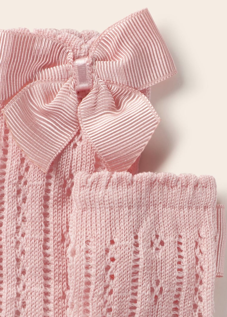 Calcetín calado con moño para bebé Art. 23-10399-085 Rosado