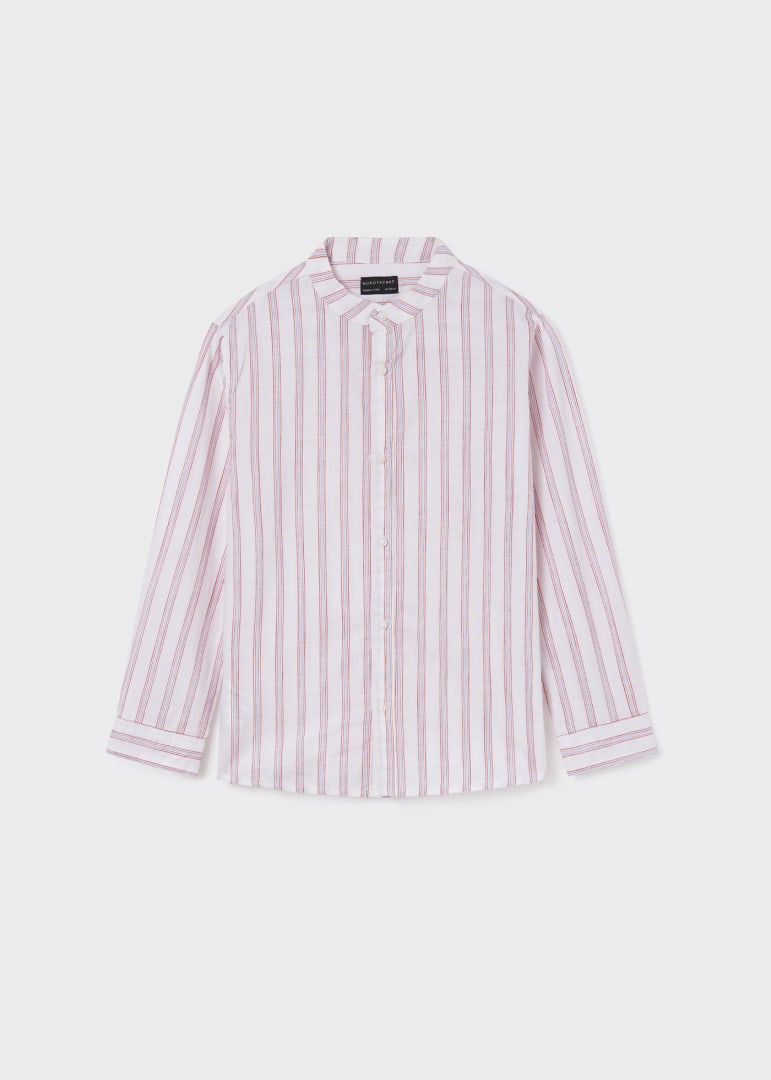 Camisa con cuello mao estampada de algodón sostenible para chico Art. 23-06118-086 Rojo