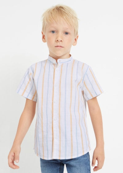 Camisa de manga corta con cuello mao en algodón para niño Sku 3164 Color Mnago