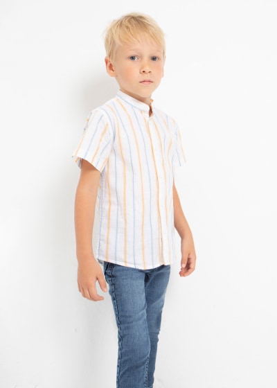 Camisa de manga corta con cuello mao en algodón para niño Sku 3164 Color Mnago