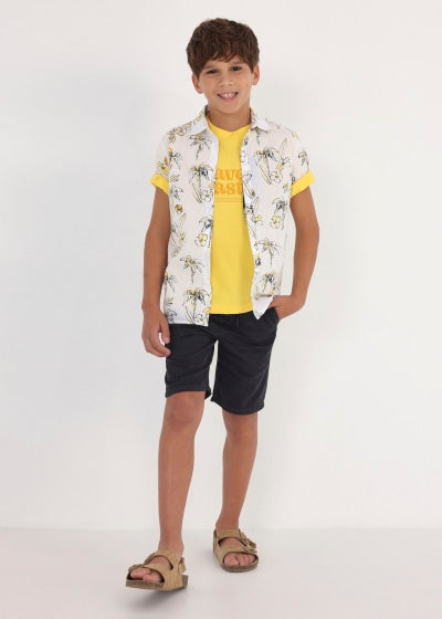 Camisa de manga corta con estampado de algodón para chico Art. 23-06112-068 Blanco