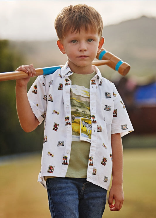 Camisa de manga corta estampada con algodón sostenible para niño Art. 23-03162-042 Animales