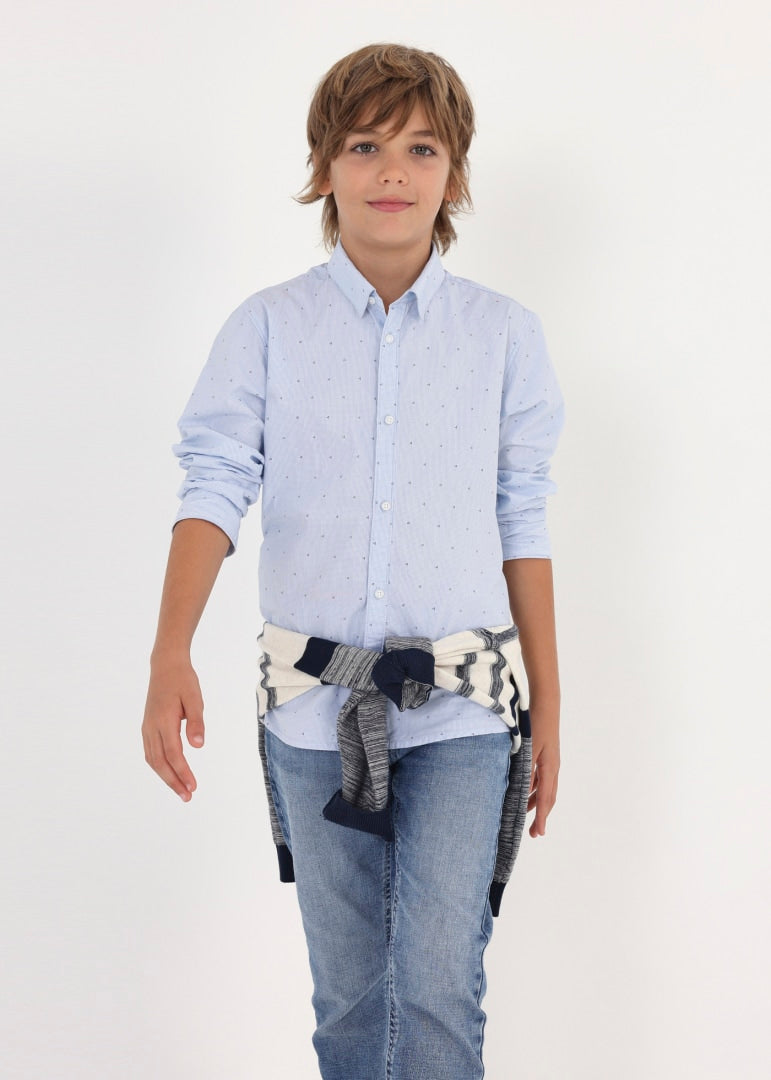 Camisa de manga larga con estampado en algodón para chico MAYORAL Ref. 23/6116/82 Cielo