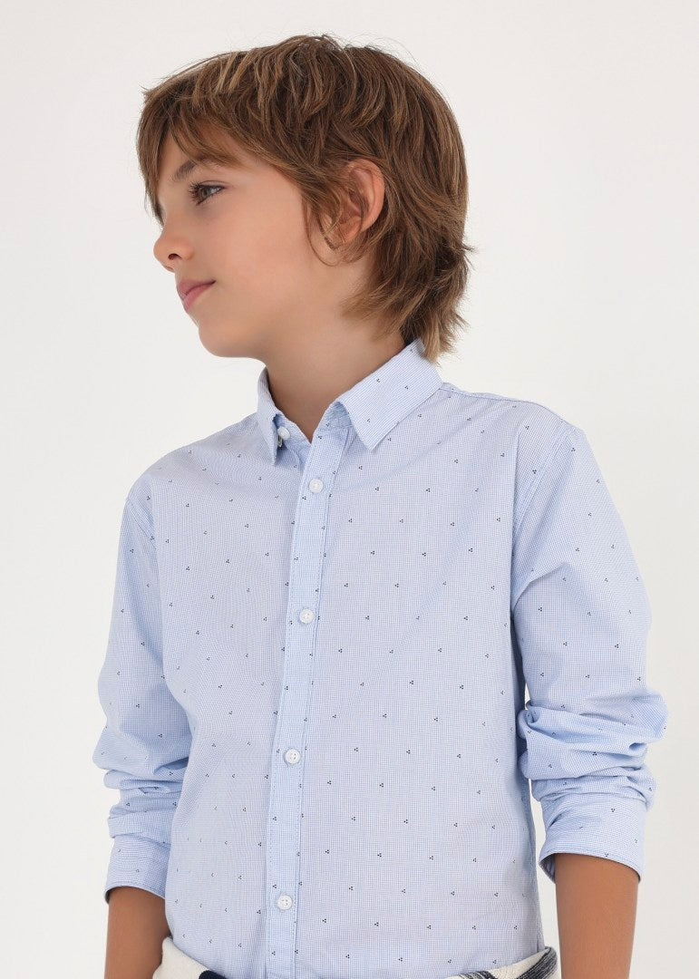 Camisa de manga larga con estampado en algodón para chico MAYORAL Ref. 23/6116/82 Cielo