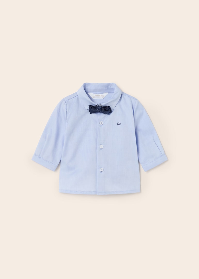 Camisa de manga larga en algodón con corbatin para recién nacido MAYORAL Ref. 23/1190/64 Celeste