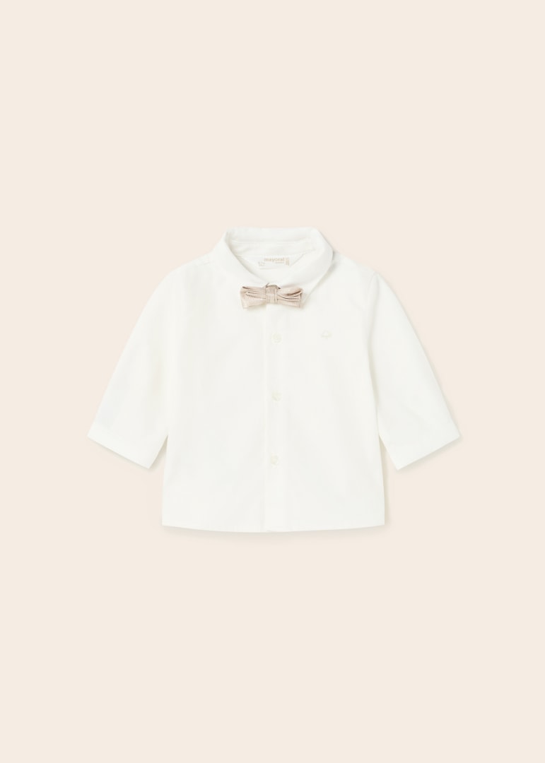 Camisa de manga larga en algodón con corbatin para recién nacido MAYORAL Ref. 23/1190/65 Crudo