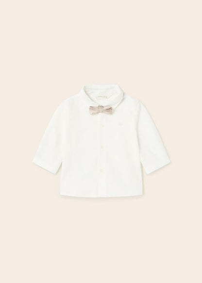 Camisa de manga larga en algodón con corbatin para recién nacido MAYORAL Ref. 23/1190/65 Crudo