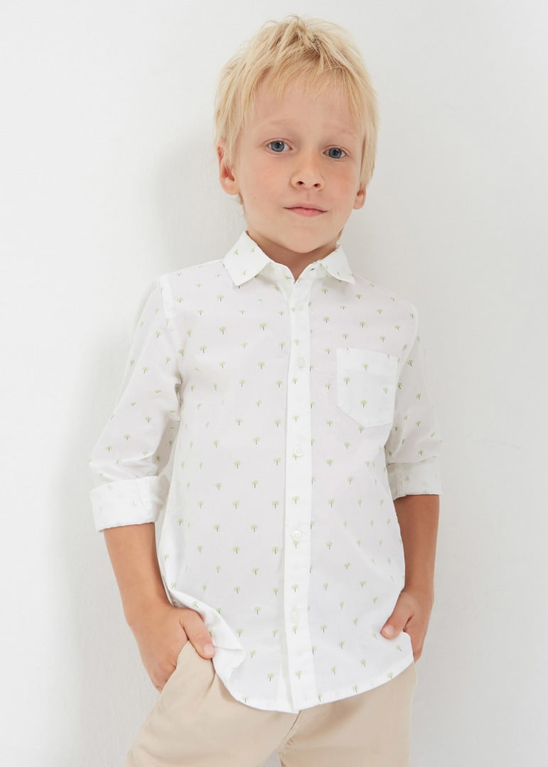 Camisa de manga larga estampada con algodón sostenible para niño Art. 23-03171-011 Blanco