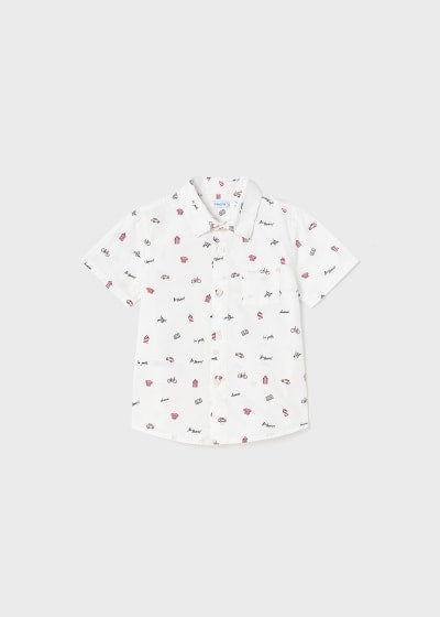 Camisa manga corta con estampado de algodón para bebé Sku 1113 Color Blanco
