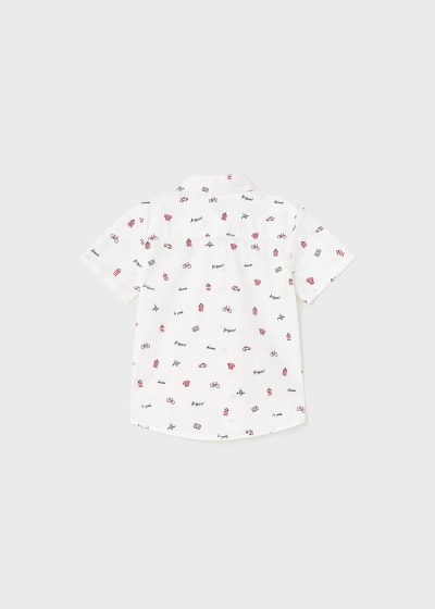 Camisa manga corta con estampado de algodón para bebé Sku 1113 Color Blanco