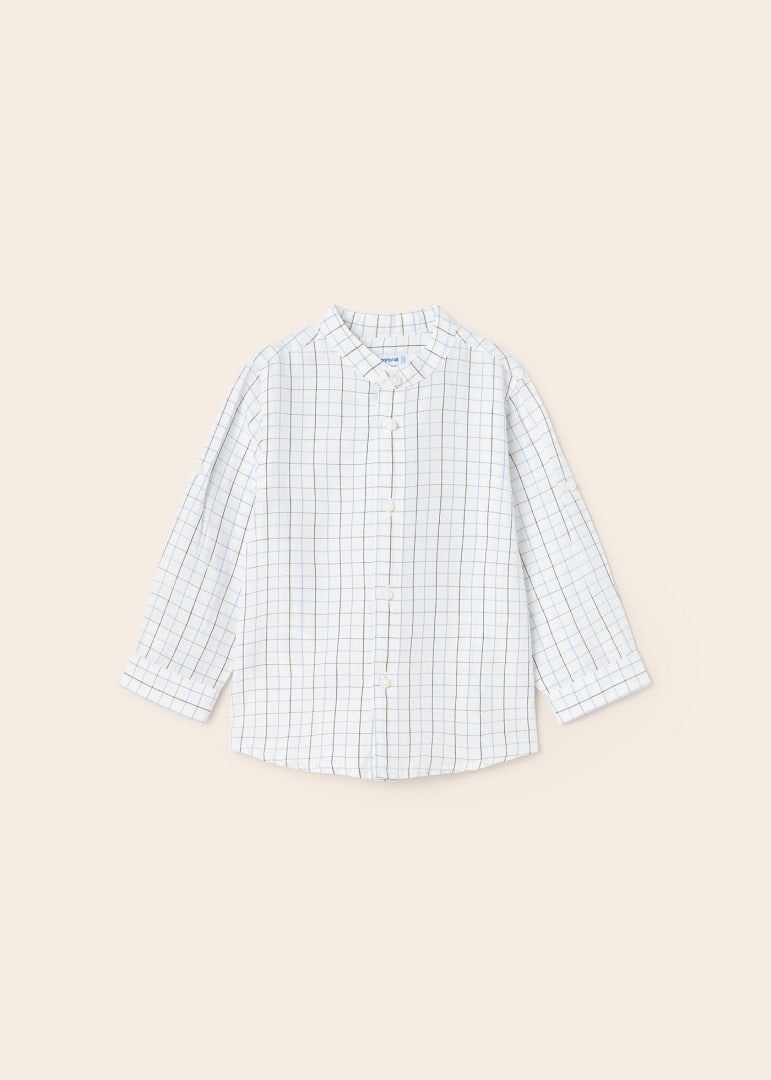 Camisa manga larga estampada con lino para bebé Art. 23-01114-075 Cuadros
