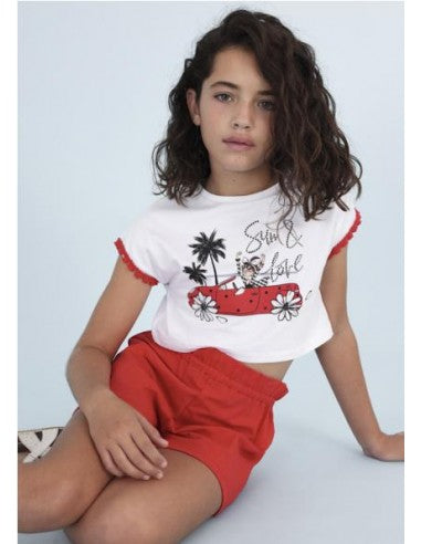 Conjunto 2 Piezas Short Grafica Sku 6247 Color 31 Rojo
