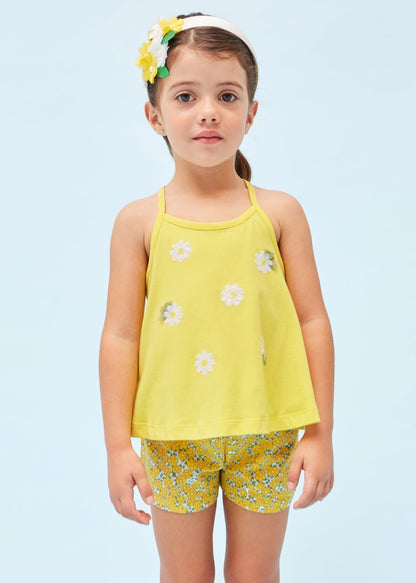 Conjunto 2 piezas con apliques de algodón para niña Art. 23-03219-011 Mimosa