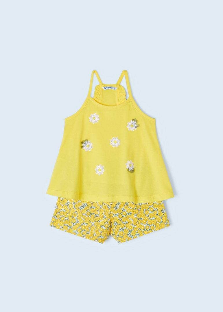 Conjunto 2 piezas con apliques de algodón para niña Art. 23-03219-011 Mimosa