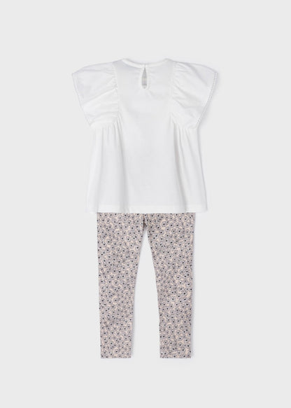Conjunto 2 piezas con legging de algodón sostenible para niña Art. 23-03780-083 Almendra