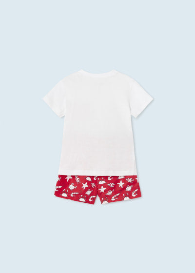Conjunto 2 piezas con playera y traje de baño para bebé Sku 1639 Color 79 Rojo