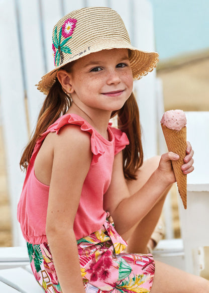 Conjunto 2 piezas con short estampado para niña Art. 23-03214-054 Peonia
