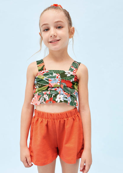 Conjunto 2 piezas con top de algodón sostenible para niña Art. 23-03217-025 Naranja