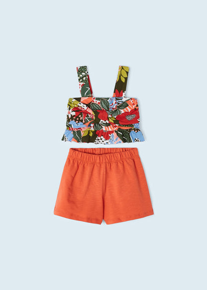 Conjunto 2 piezas con top de algodón sostenible para niña Art. 23-03217-025 Naranja