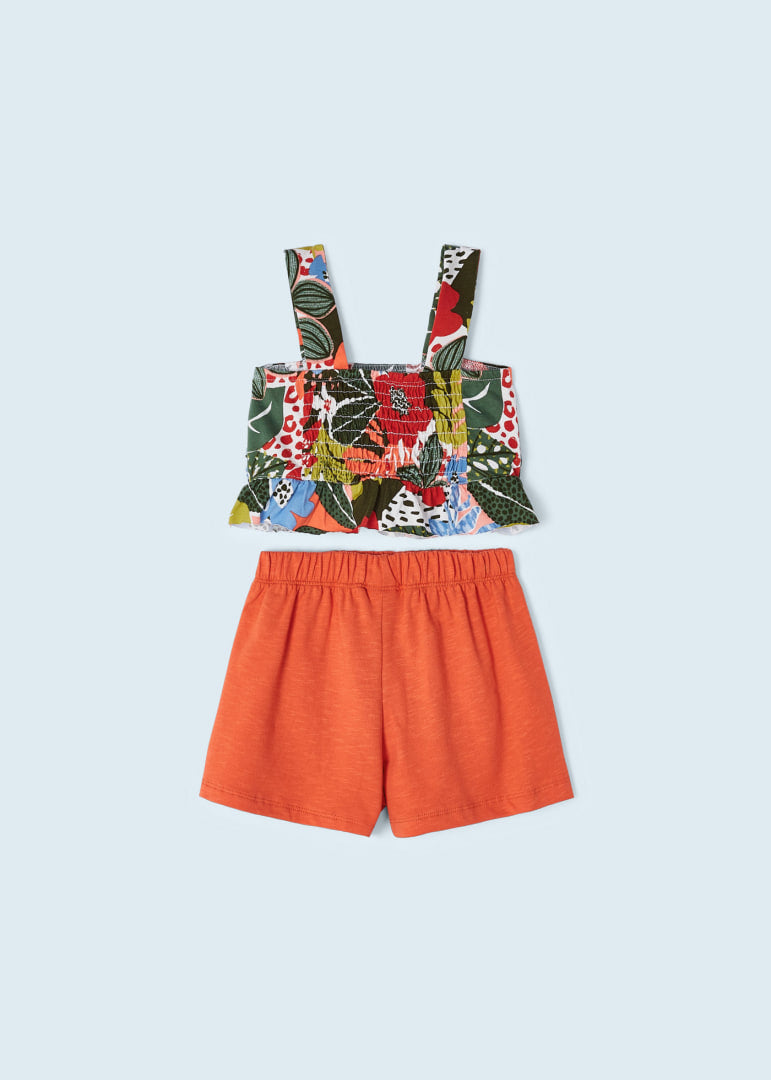 Conjunto 2 piezas con top de algodón sostenible para niña Art. 23-03217-025 Naranja