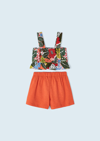 Conjunto 2 piezas con top de algodón sostenible para niña Art. 23-03217-025 Naranja