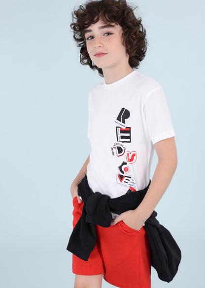 Conjunto 2 piezas de algodón sostenible para chico Art. 23-06658-035 Blanco-Rojo