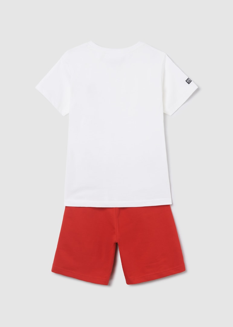 Conjunto 2 piezas de algodón sostenible para chico Art. 23-06658-035 Blanco-Rojo