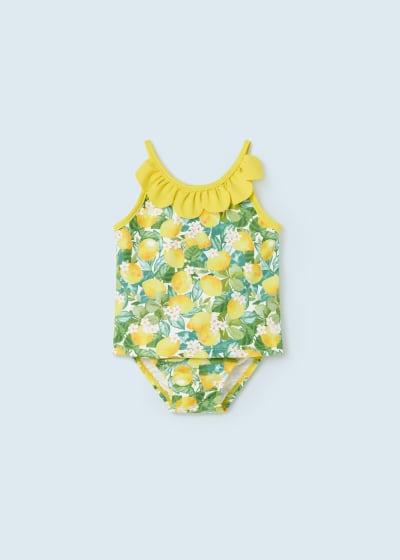 Conjunto 2 piezas de baño con playera y cubrepañal para bebé 1631 Color Mimosa