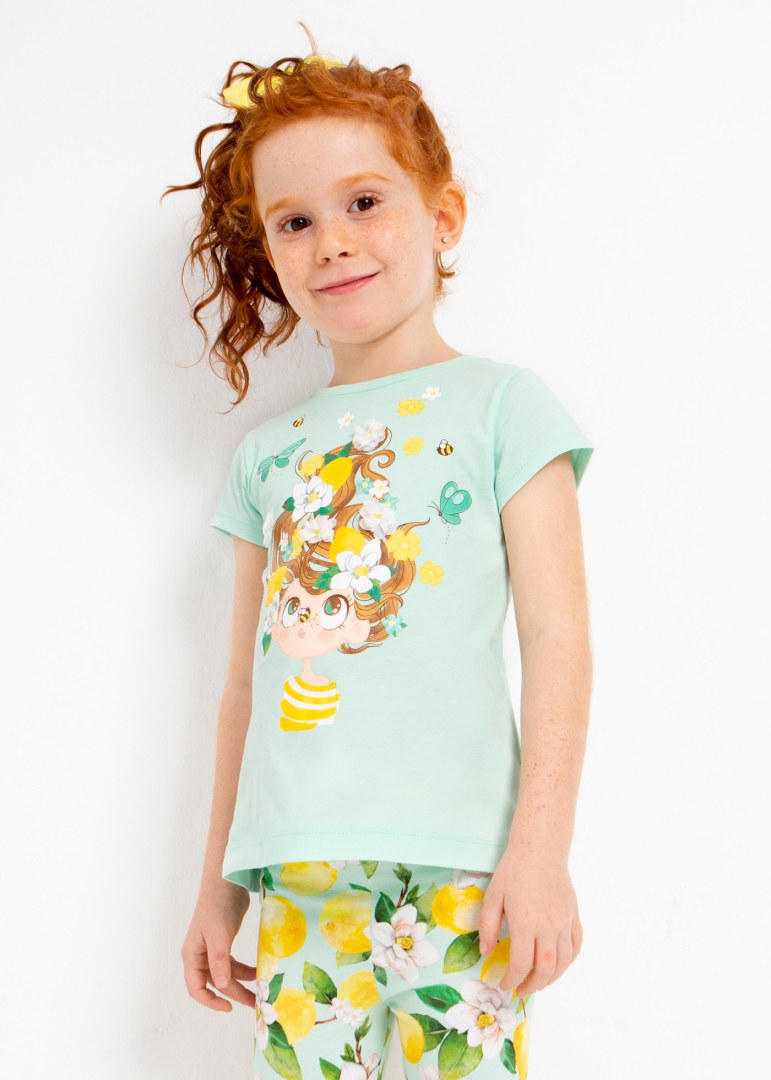 Conjunto 2 piezas estampado de algodón sostenible para niña Art. 23-03787-084 Aguamarina